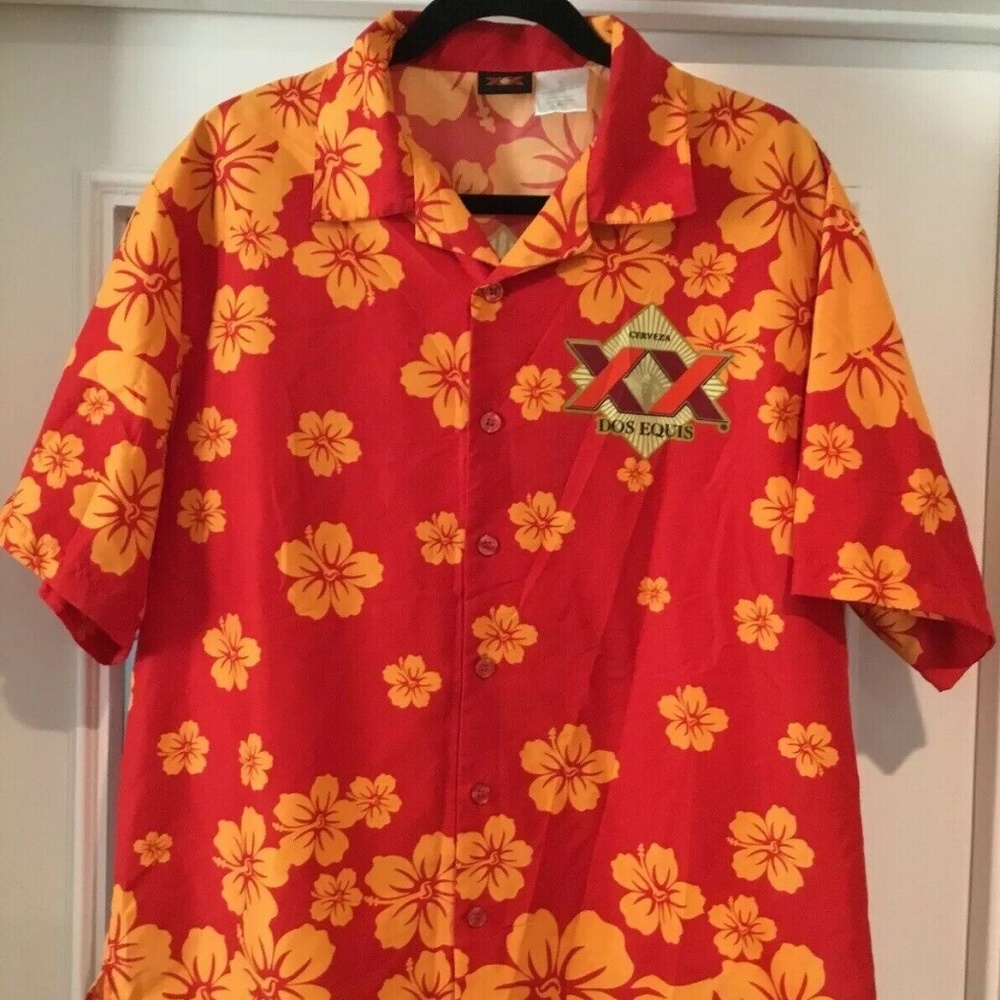 Dos Equis XX Cerveza Beer L Hawaiian Shirt Men's